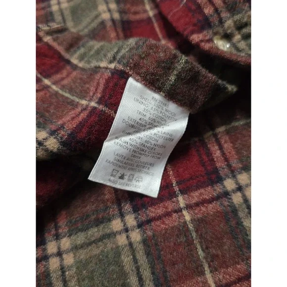 Pendleton Red Green Brown Plaid Virgin Wool Flannel Shirt Elbow Patch Mens M - Picture 12 of 16